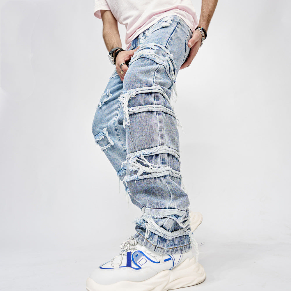Men's Frayed Retro Casual Jeans