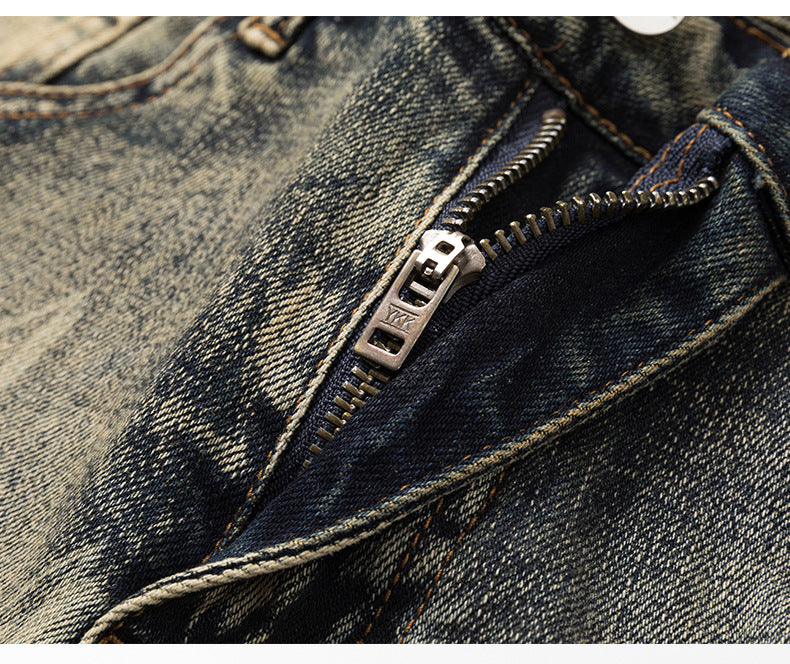 Retro Distressed Ripped and Printed Casual Jeans