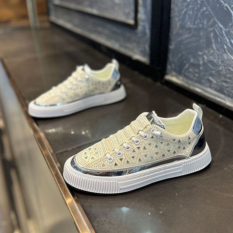 Couple's Rhinestone Glossy Casual Shoes