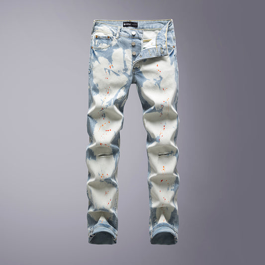 Retro Splatter Paint Distressed Casual Jeans