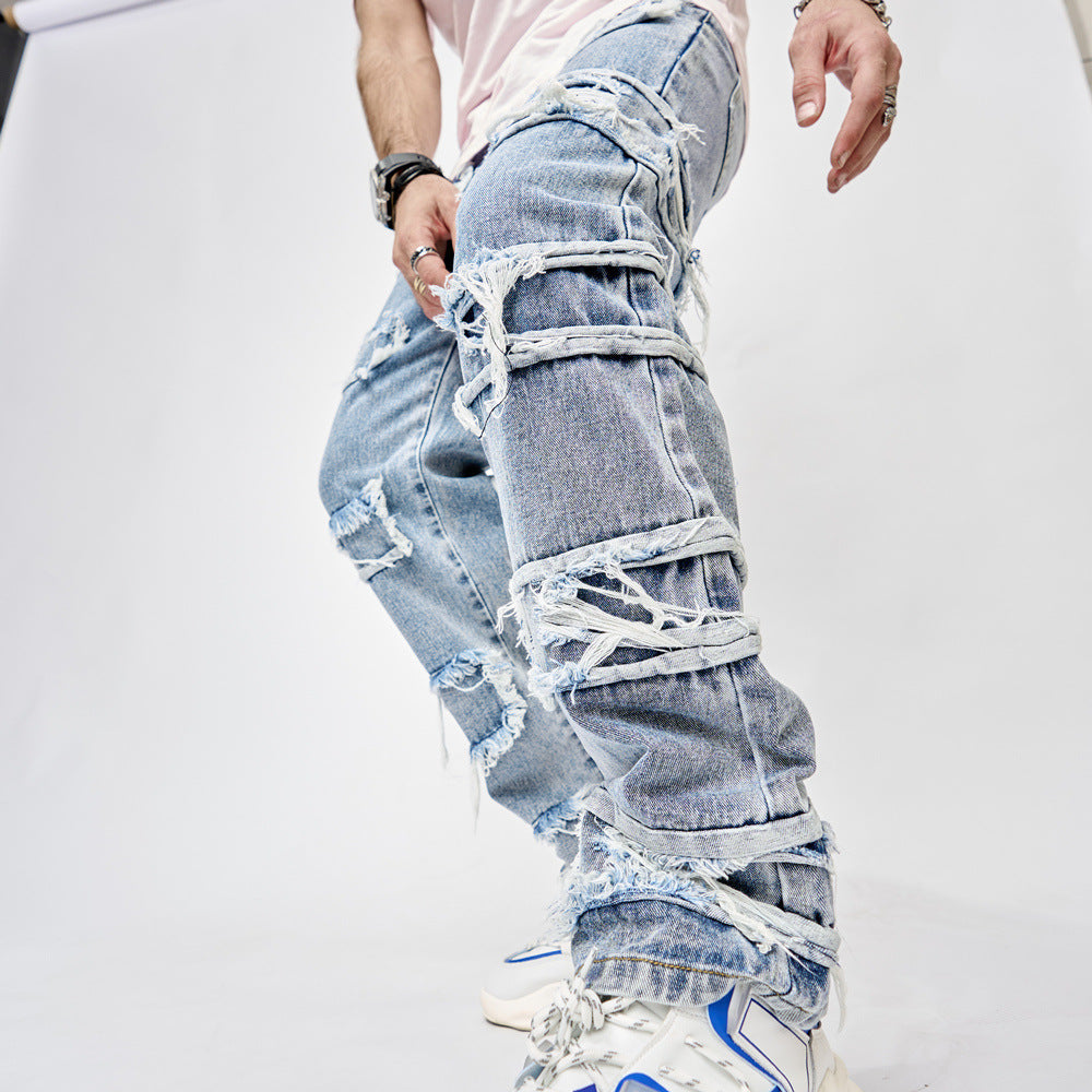 Men's Frayed Retro Casual Jeans
