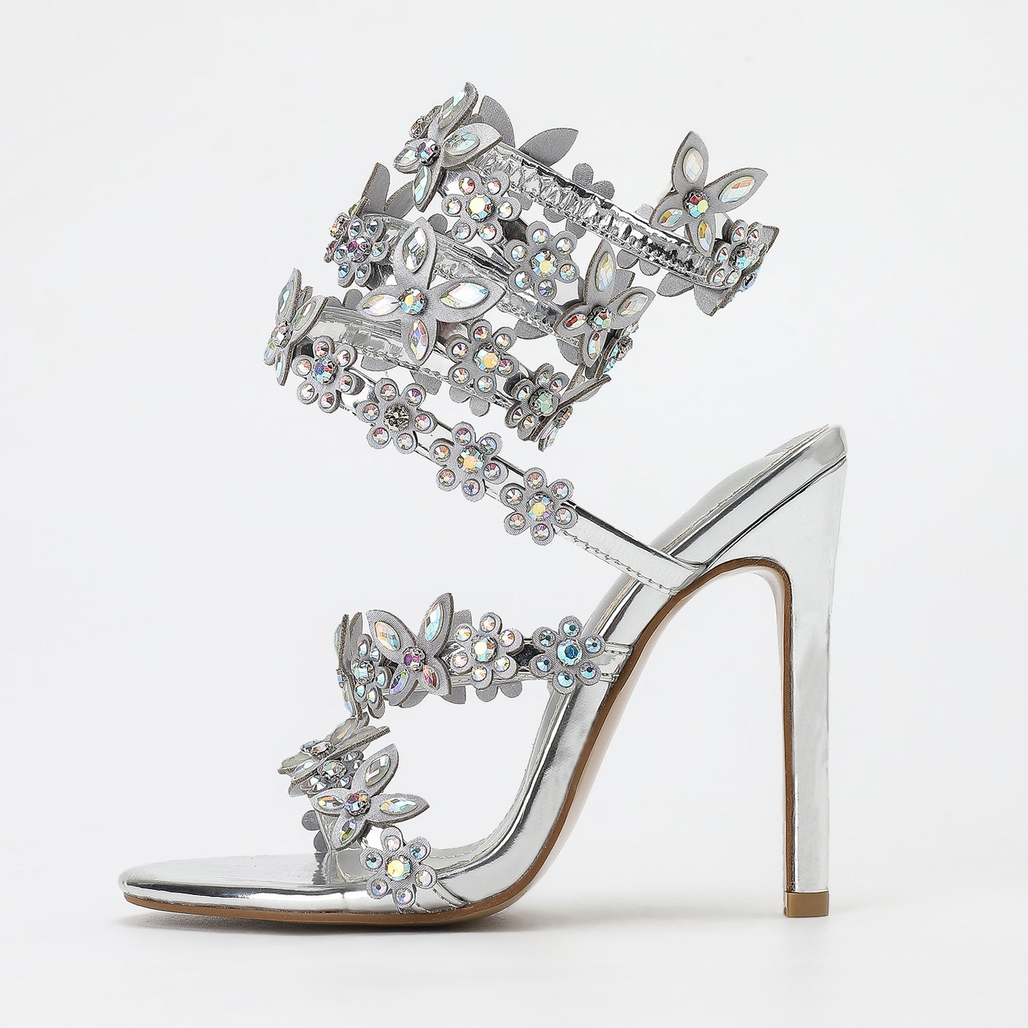 Chic Flower Rhinestone High Heels