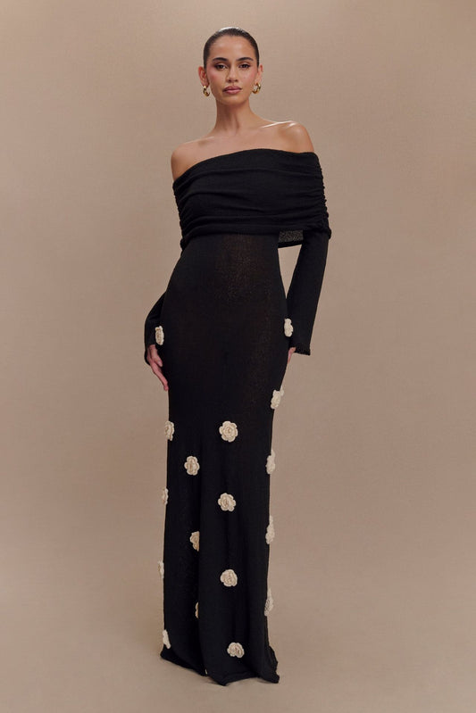 Knitted Floral Maxi Dress