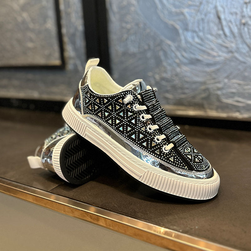 Couple's Rhinestone Glossy Casual Shoes