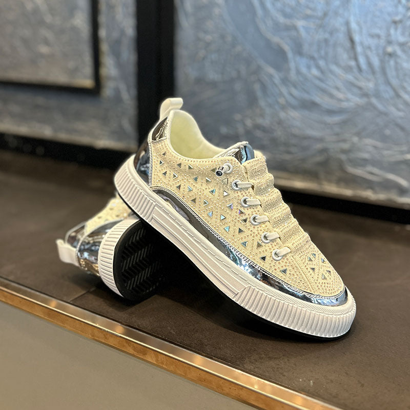 Couple's Rhinestone Glossy Casual Shoes