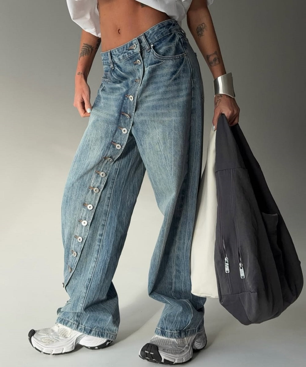Women's Button Loose Jeans