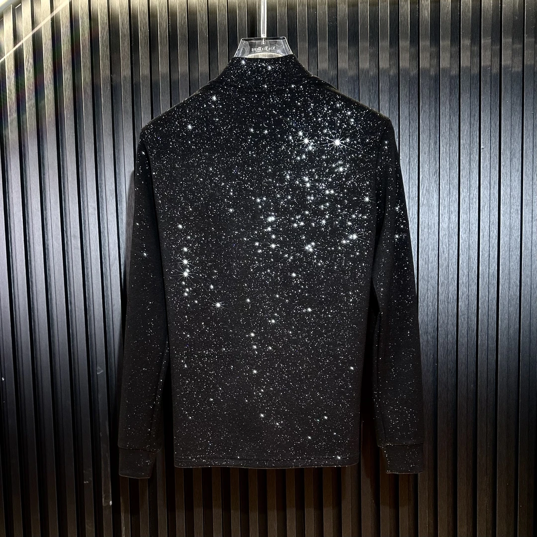 Sparkling Sequined Embroidered Zip-up Top