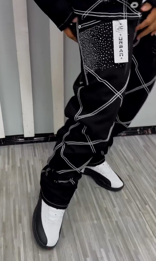 Men's Diamond Double-stitched Jacket & Trousers Set