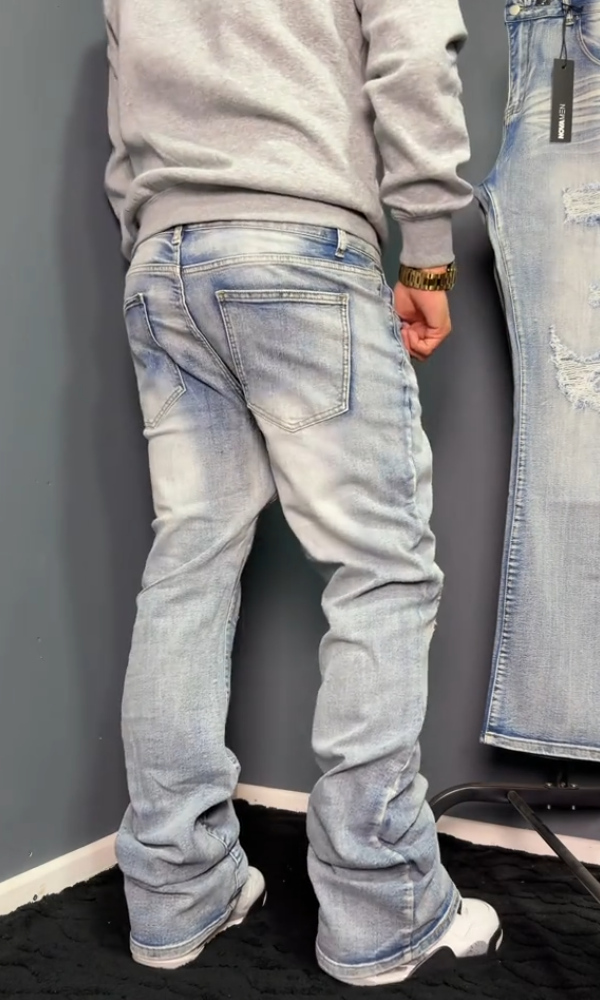 Men's Casual Ripped Flared Jeans