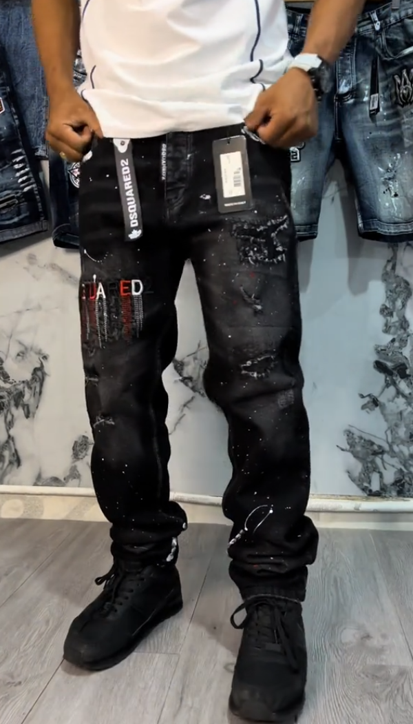 Men's Casual Splatter-painted Washed Jeans