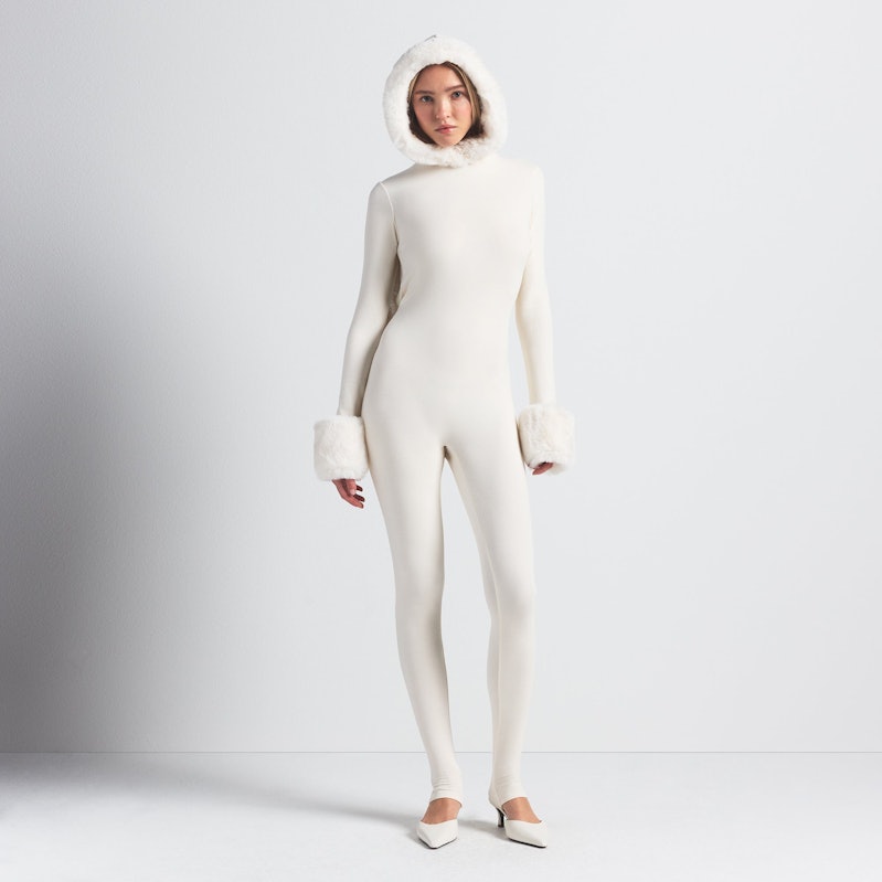 Comfortable Satin Warm Hooded Catsuit