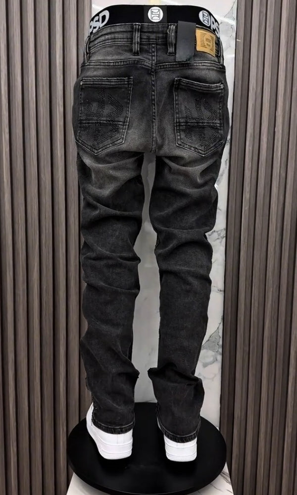 Trendy Ripped Rhinestone Jeans