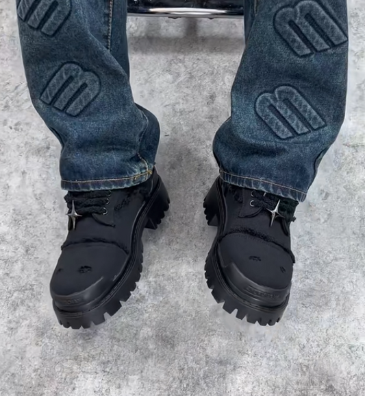 Thick-soled Denim Casual Boots