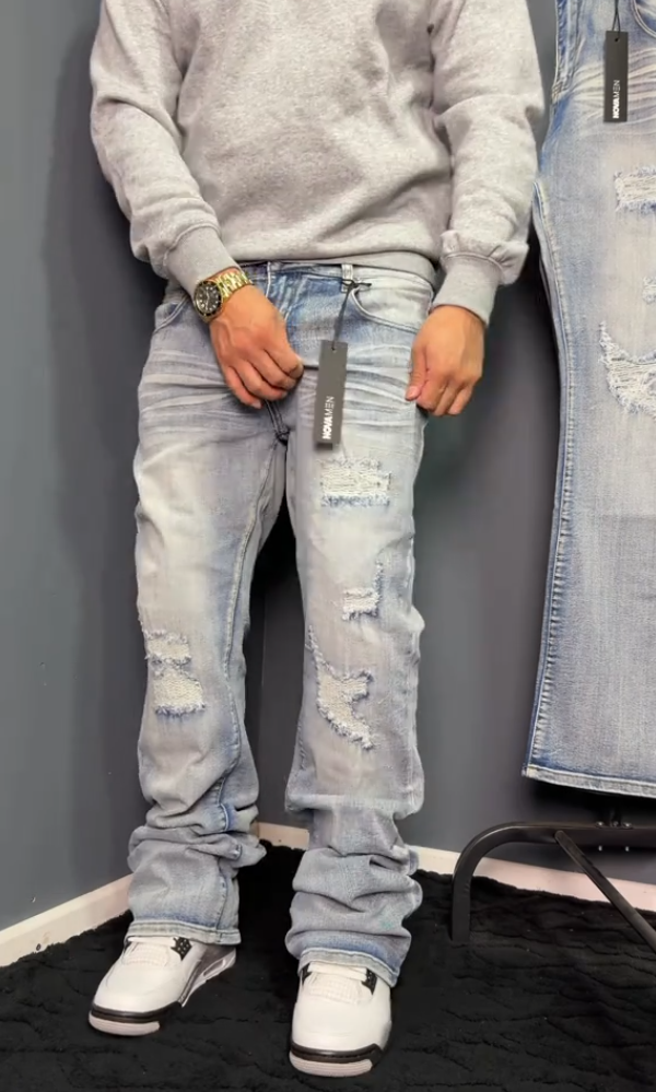 Men's Casual Ripped Flared Jeans