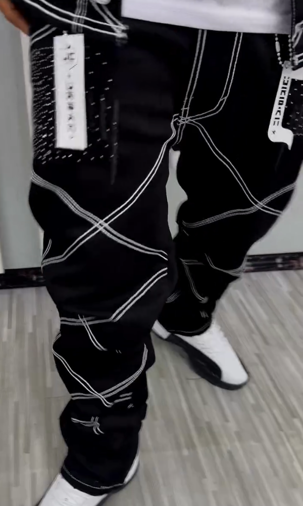 Men's Diamond Double-stitched Jacket & Trousers Set