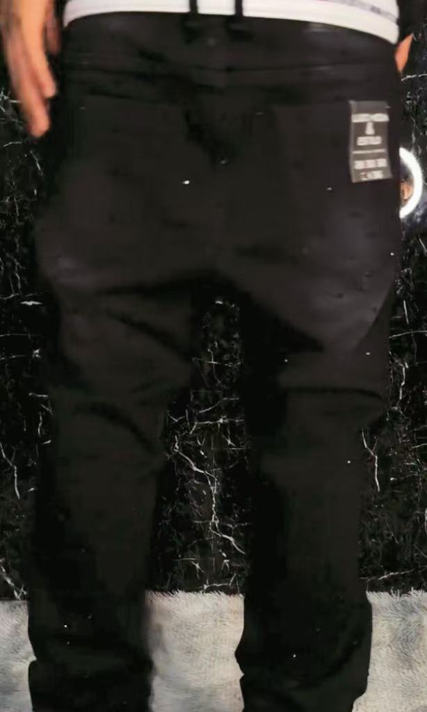 Men's Black Crystal Rhinestones Jeans