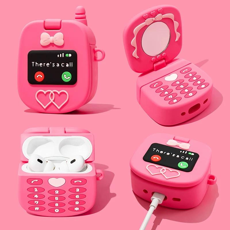 Flip-top Makeup Mirror Apple Earphone Case