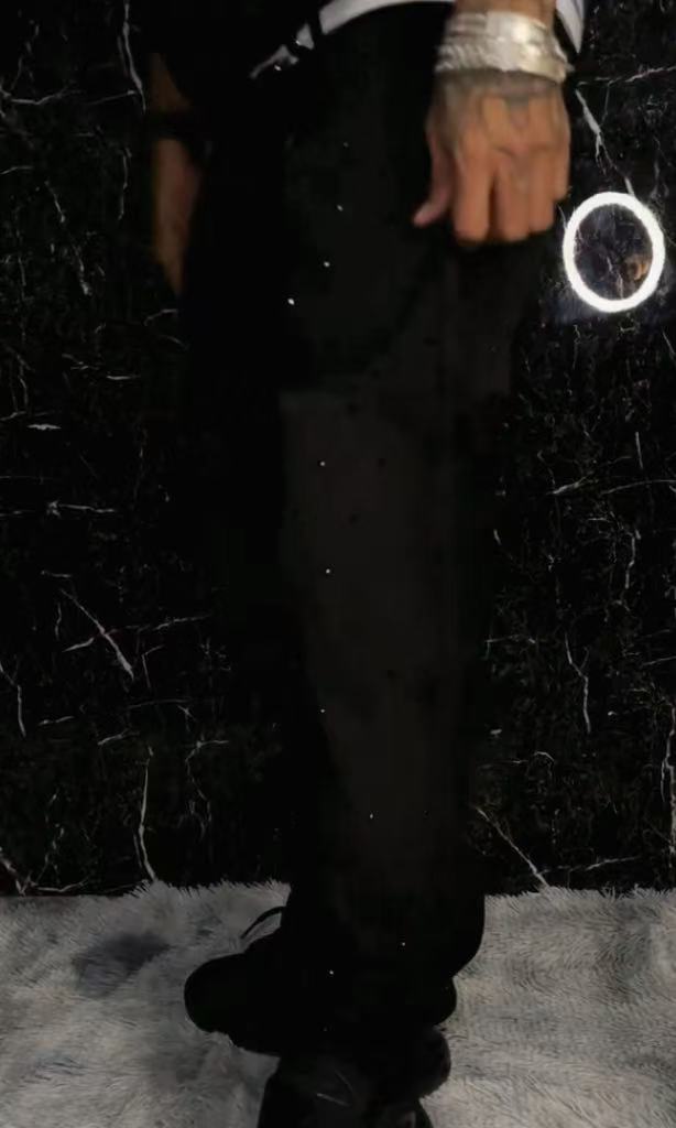 Men's Black Crystal Rhinestones Jeans