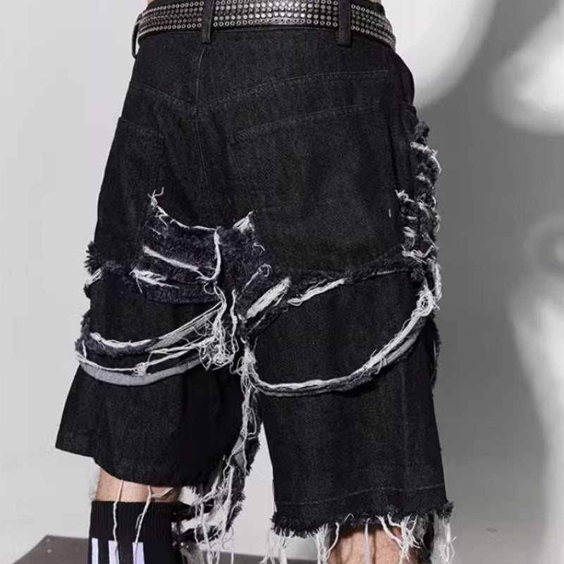 Ripped Jeans Capri Shorts