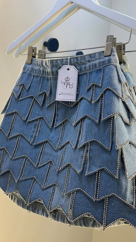 Chic Jewel Denim Skirt
