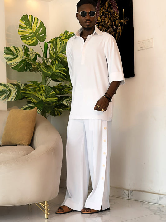 Men's Comfortable Loose Polo Shirt & Pants Set