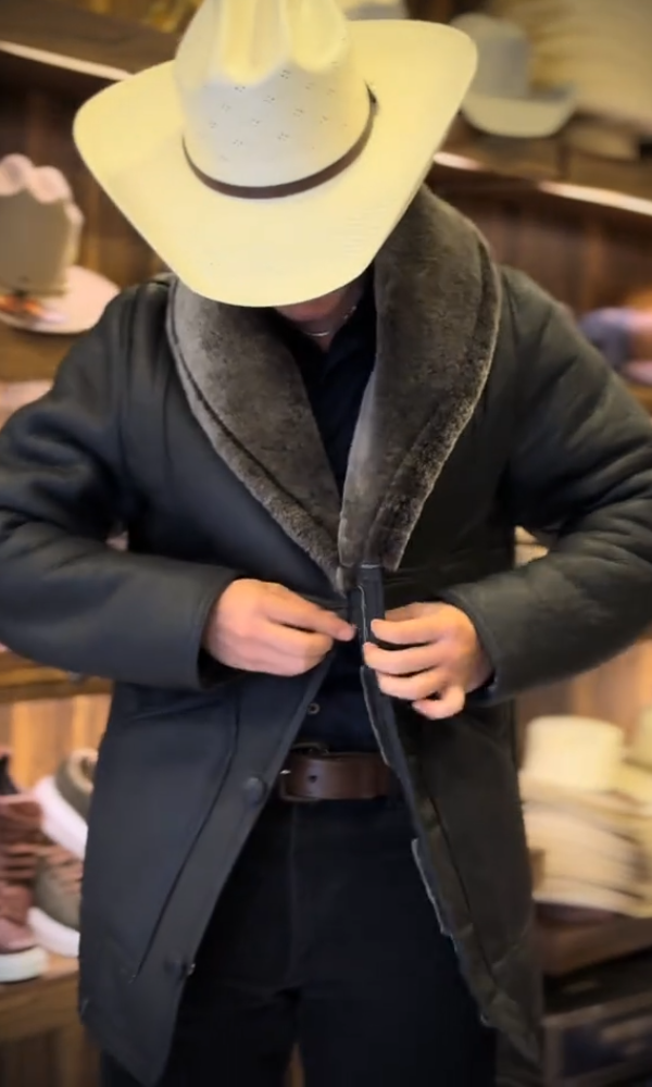 Men's Wool Faux Fur Button Coat