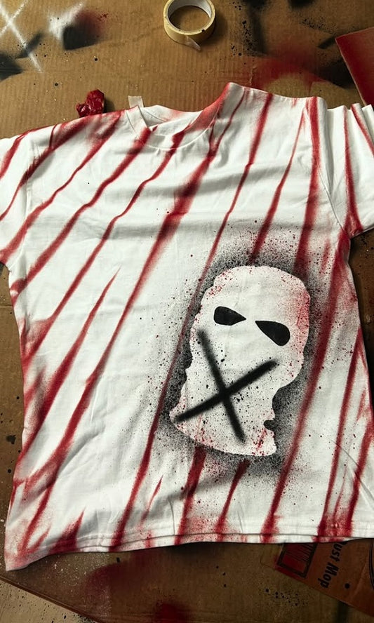 "Bloodstain" Texture Mask Short-Sleeve Top