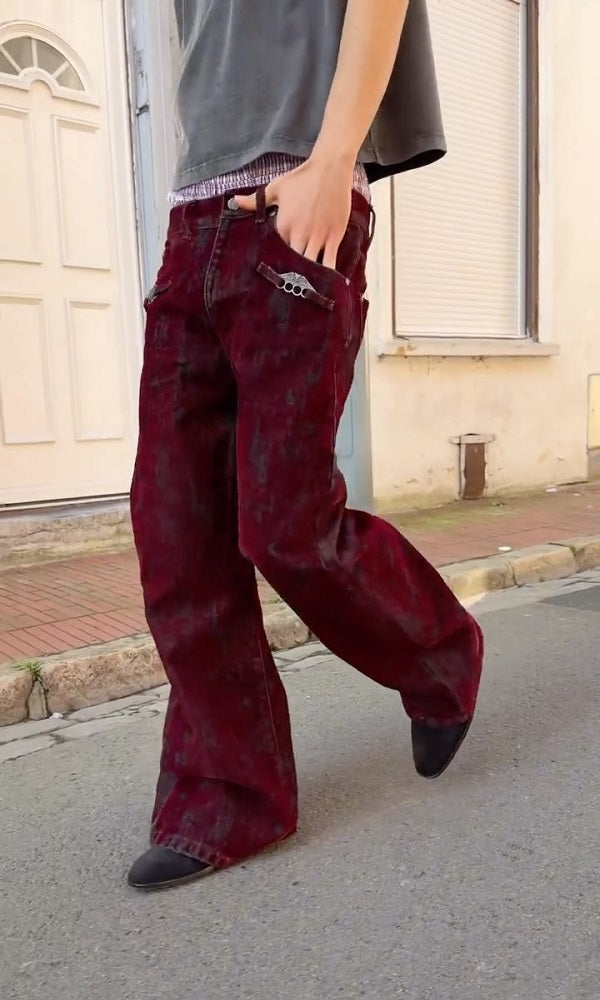 Chic Flocked Flared Jeans