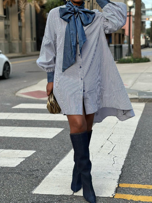 Striped Dress With Bow