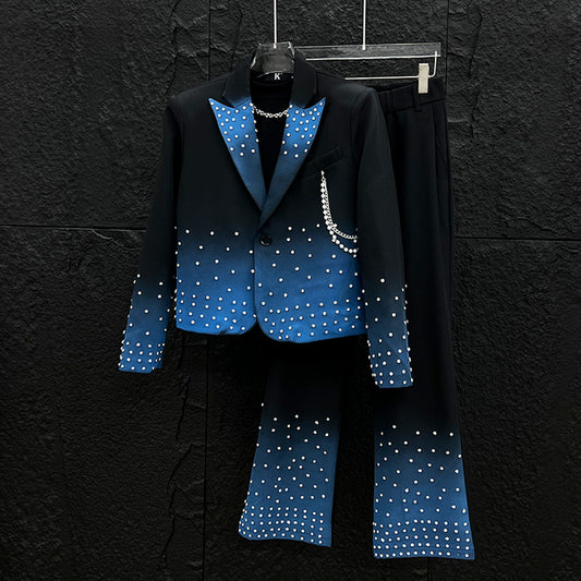Men's Party Diamond Jacket & Trousers Set
