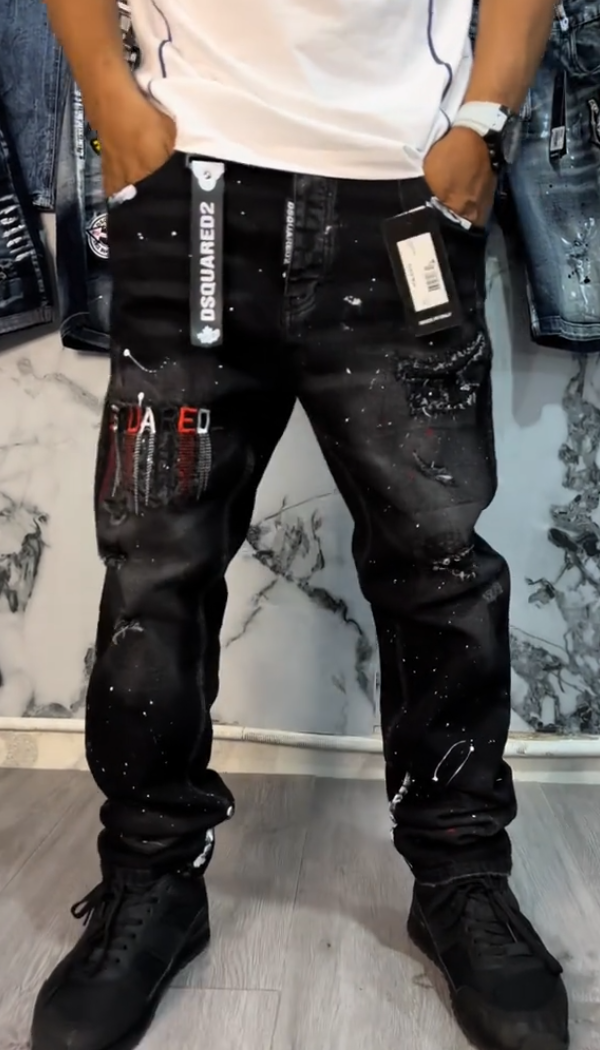 Men's Casual Splatter-painted Washed Jeans