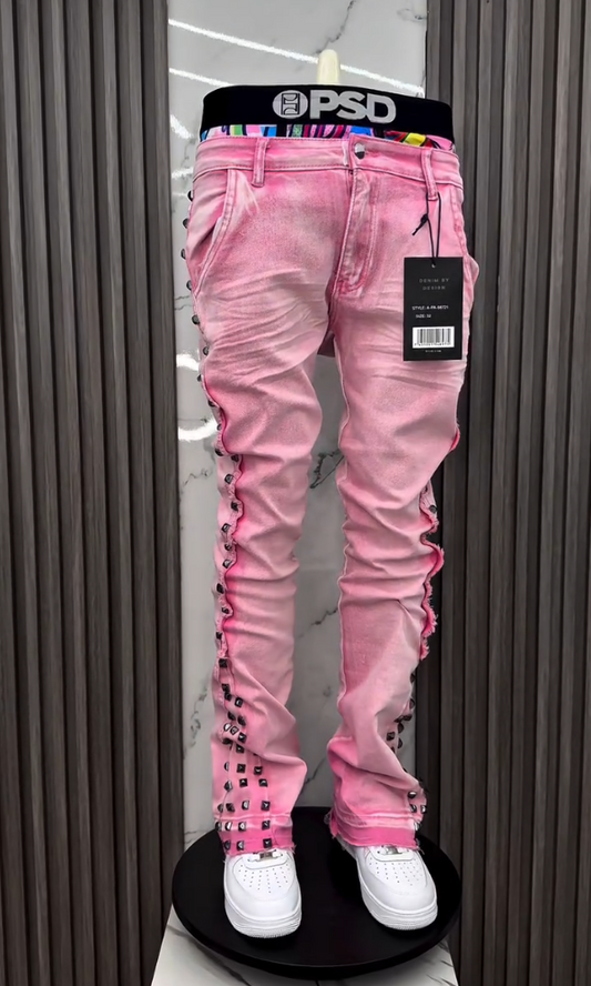 Pink Studded Trendy Jeans