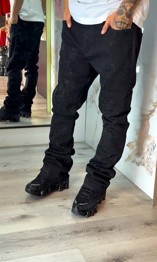 Men's Shinny Ripped Flared Jeans